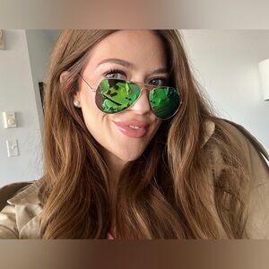 Ray BanGold Aviator Sunglasses with Green Lenses